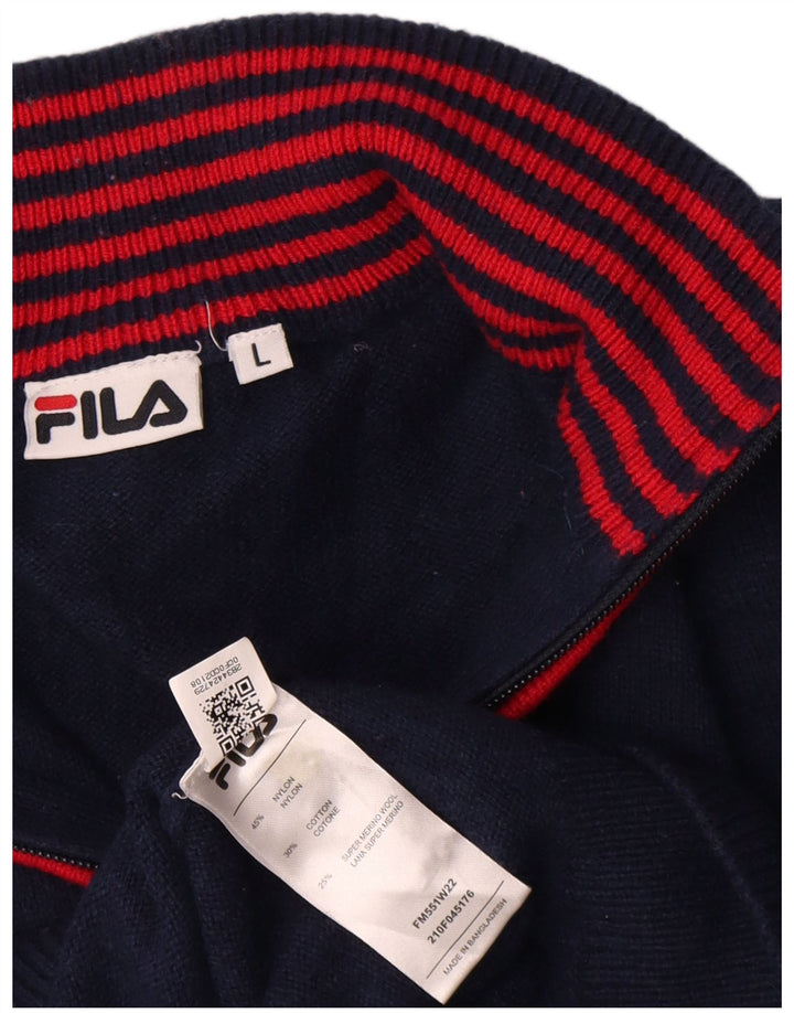 Męski sweter Fila z zamkiem błyskawicznym, duży granatowy nylon