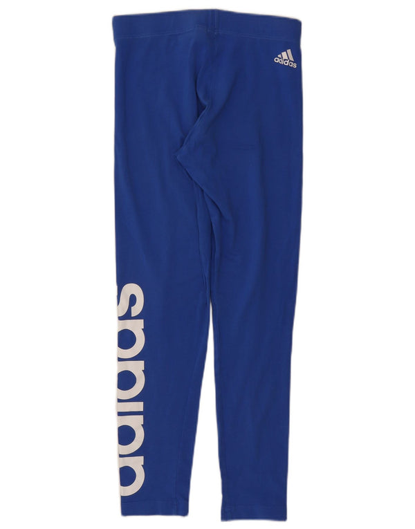 Damskie legginsy Adidas Graphic UK 8/10 Małe, niebieskie, bawełniane