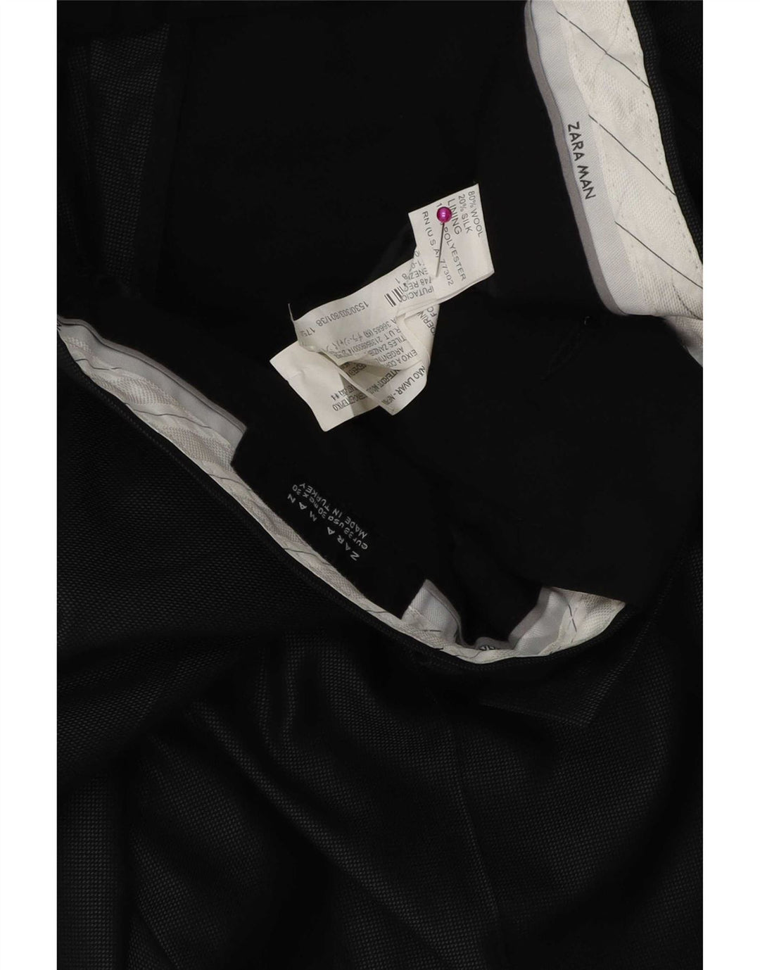 Męskie proste spodnie garniturowe Zara EU 38 Small W30 L30 Czarny poliester