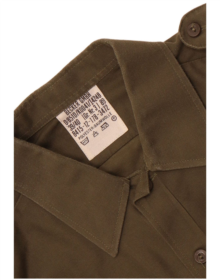 Męska koszula wojskowa w stylu vintage, rozmiar 39/40, średni khaki, poliester
