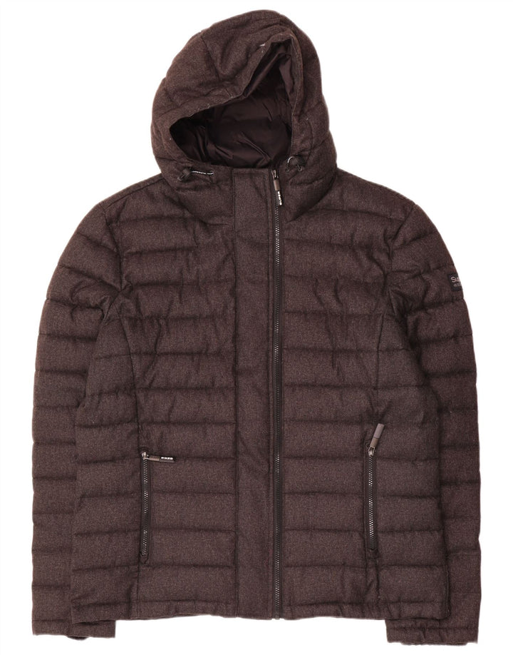 Męska ocieplana kurtka z kapturem Superdry UK 46 3XL Szary poliester