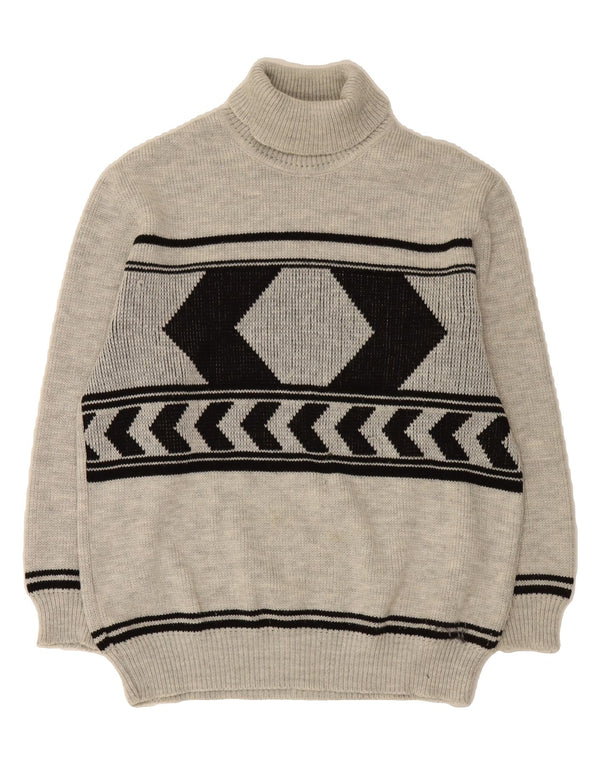 Męski sweter z golfem VINTAGE IT 54 XL Szary, geometryczny akryl