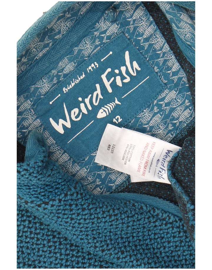 Damski sweter z zamkiem błyskawicznym WEIRD FISH, UK 12, średni niebieski, bawełniany