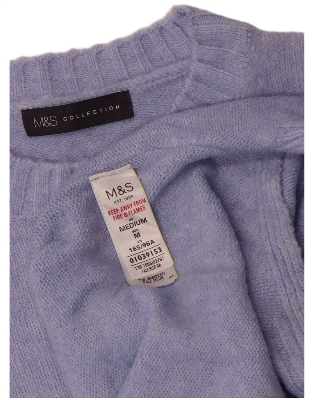 Marks & Spencer Damski sweter z okrągłym dekoltem UK 14, średni niebieski akryl