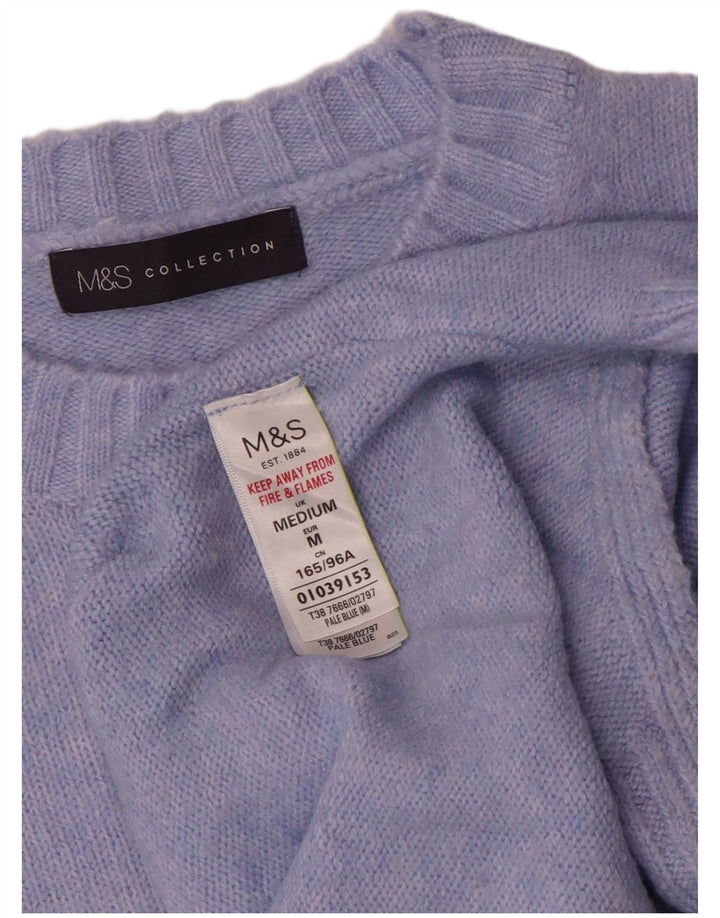 Marks & Spencer Damski sweter z okrągłym dekoltem UK 14, średni niebieski akryl