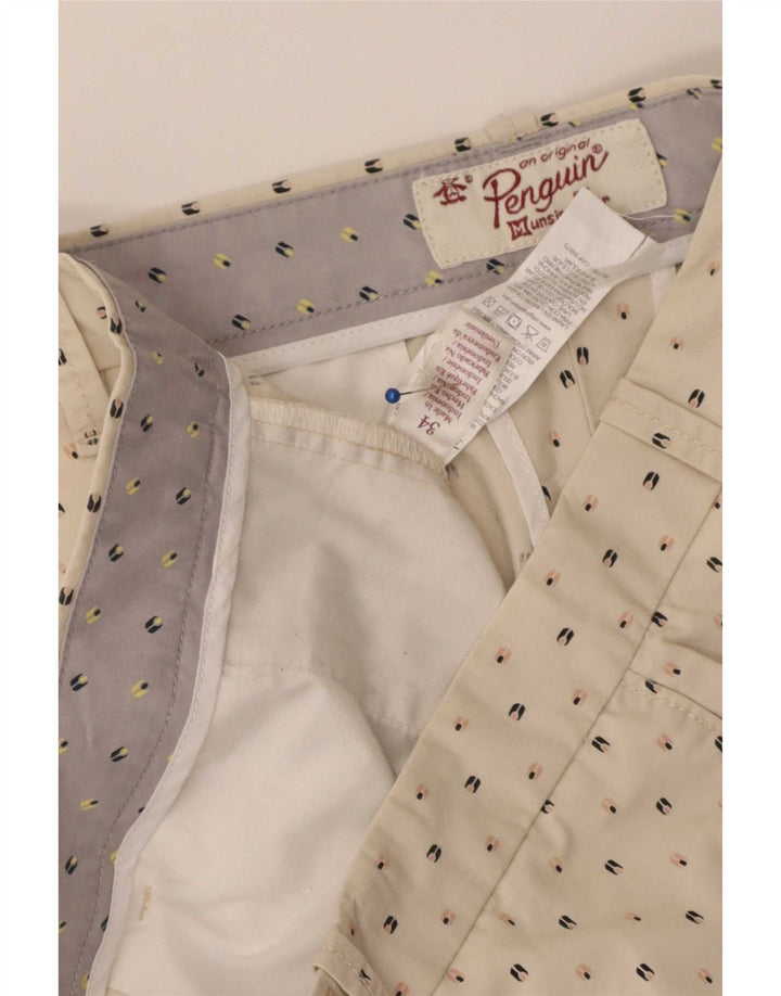 Męskie spodenki Chino Penguin W34, duże, beżowe, bawełniane w cętki
