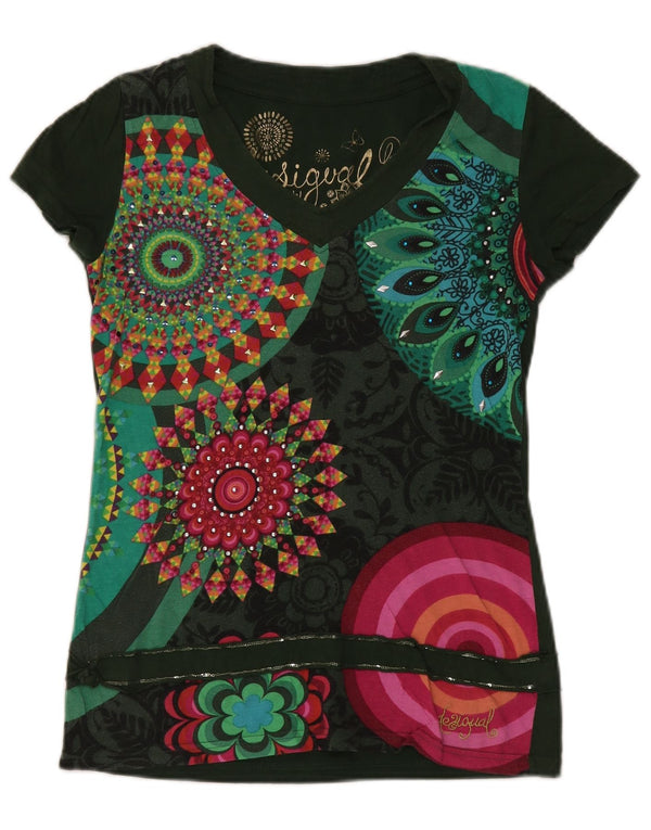 Damska koszulka graficzna Desigual Top UK 12 Medium Green Paisley