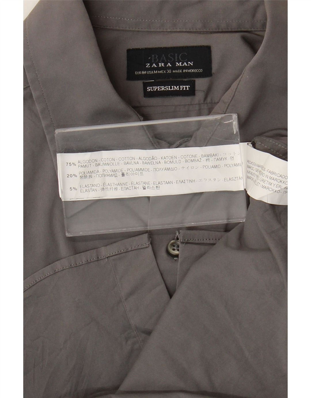 Koszula męska Zara Super Slim Fit, średnioszara, bawełniana