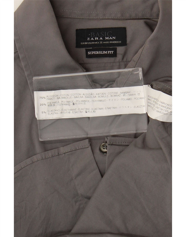 Koszula męska Zara Super Slim Fit, średnioszara, bawełniana