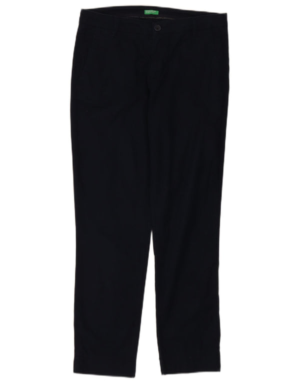 Spodnie damskie Benetton Slim Chino UK 10 Small W30 L27 Granatowa bawełna