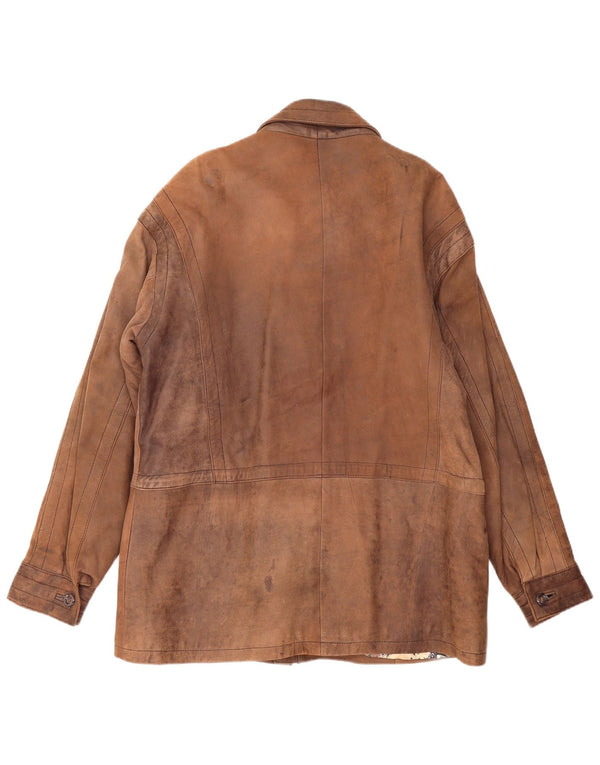 PIERCE ARROW Męski płaszcz skórzany EU 54 2XL brązowy