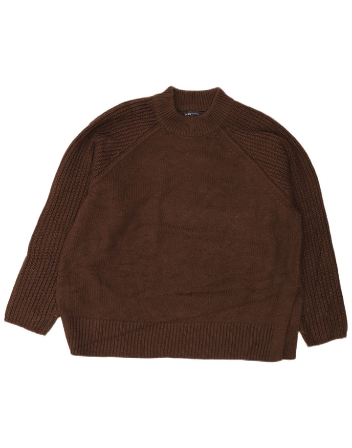 Marks & Spencer Damski sweter z golfem UK 16, duży, brązowy akryl