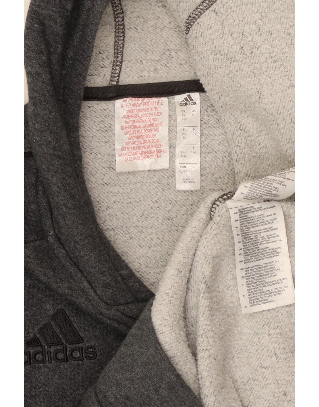 Chłopięca bluza z kapturem Adidas 15-16 lat, szara bawełna