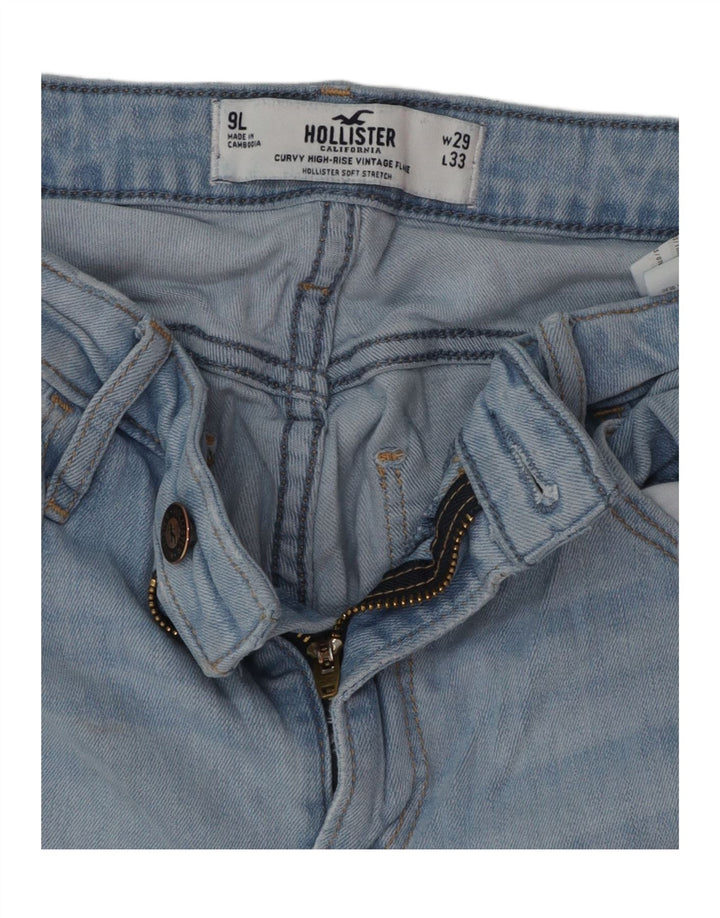 Damskie jeansy Hollister Curvy z wysokim stanem i rozkloszowanymi nogawkami US 9 Medium W29 L33 Niebieskie