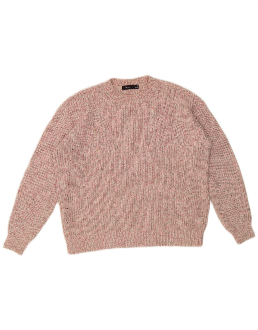 Marks & Spencer Damski sweter z okrągłym dekoltem, UK 14, średni, różowy, nakrapiany