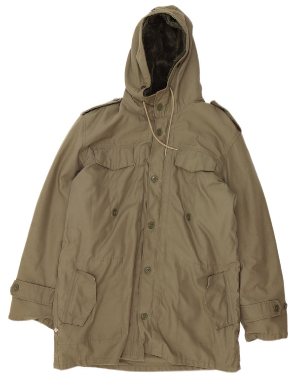 Vintage męska kurtka wojskowa z kapturem Sherpa Parka UK 38 Medium Khaki