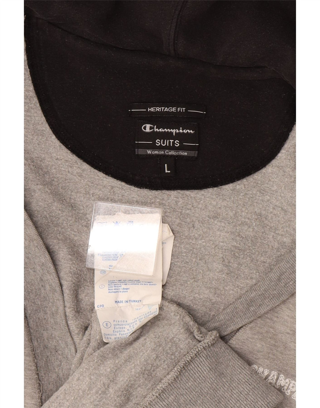 Damski sweter rozpinany z kapturem CHAMPION UK 14, duży, szary, bawełniany