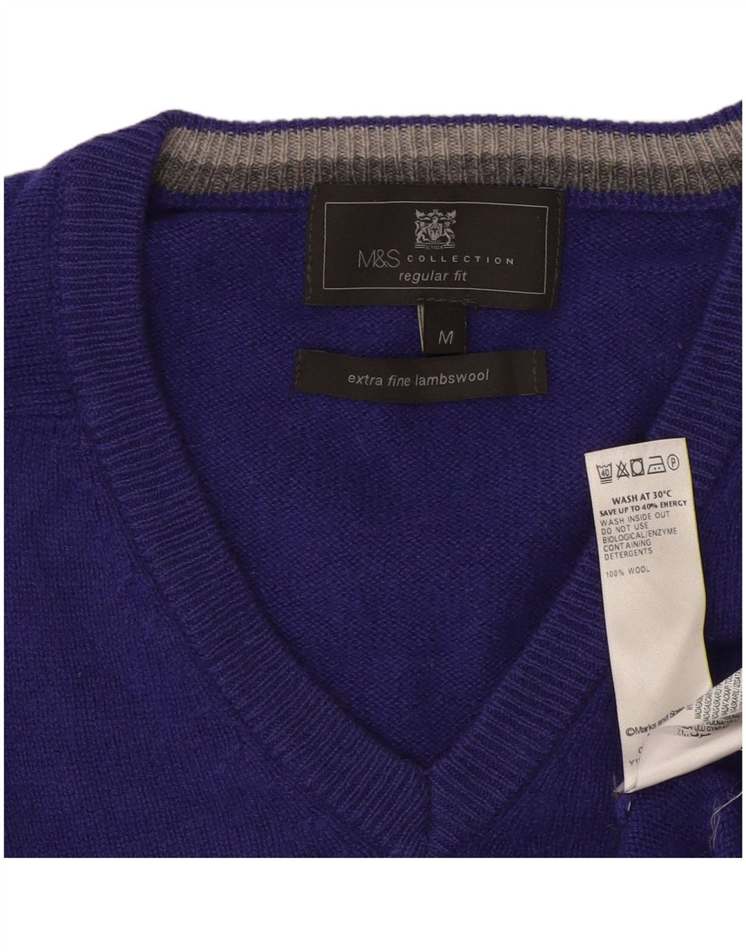 Marks & Spencer Męski sweter o regularnym kroju, średniofioletowy, wełniany