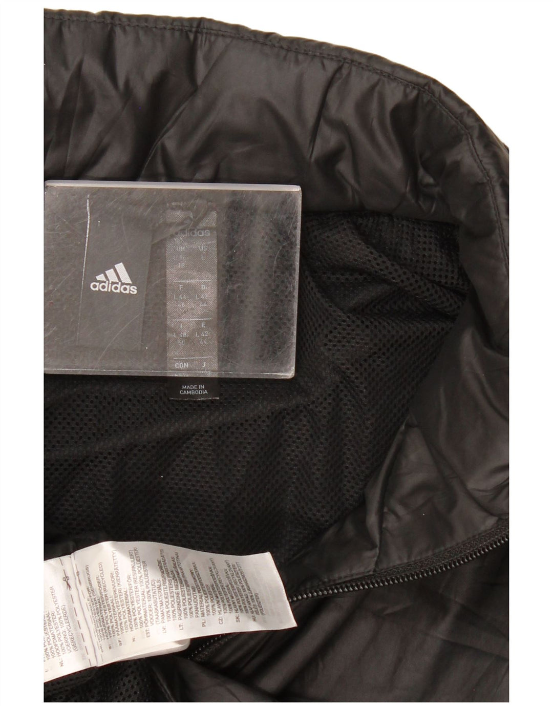 Damska kurtka przeciwdeszczowa Adidas Graphic UK 16/18, duża, czarna, poliestrowa