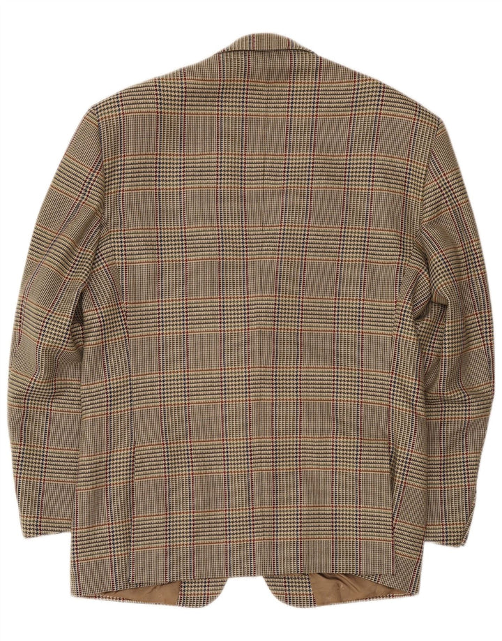 Brooksfield Mens 2 Button Blazer Jacket IT 50 Large Beige Check Wool