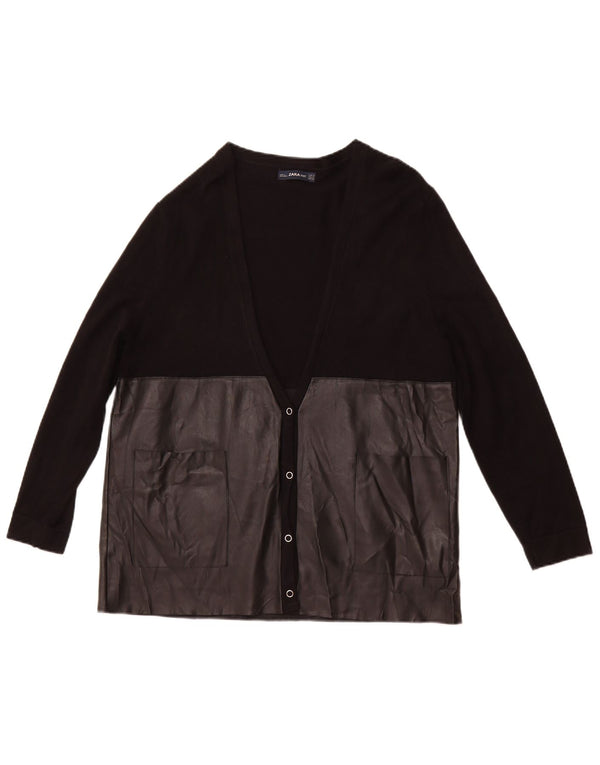 ZARA Womens Oversized Cardigan Sweater UK 10 Small Black Colourblock