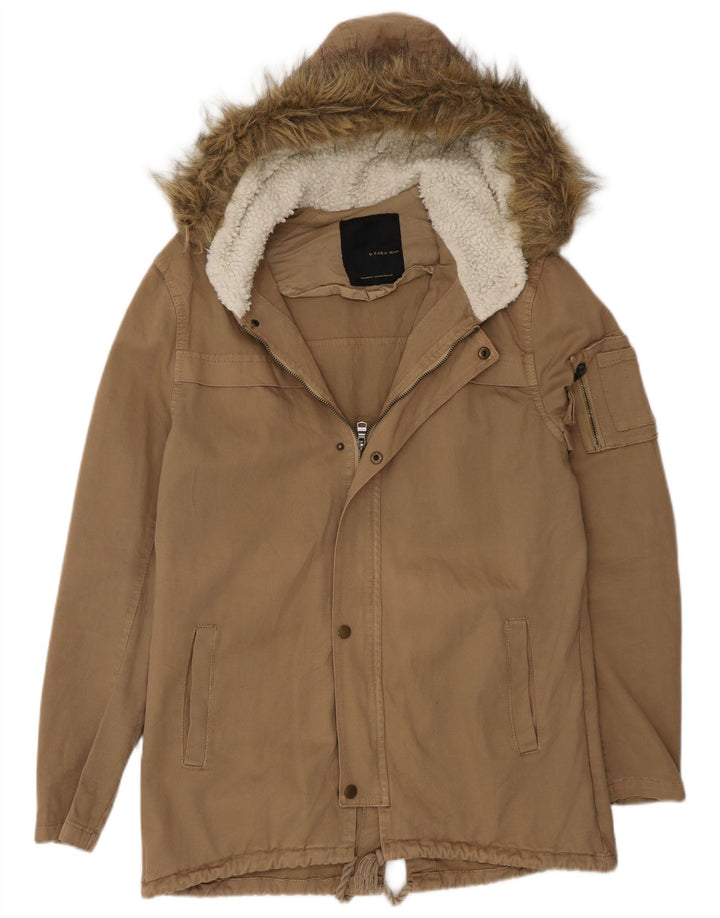 Męska kurtka parka z kapturem Zara UK 36 Small Beige