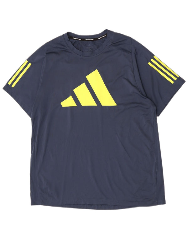 Męska koszulka Adidas Regular Graphic Top, duża, granatowa, z blokami kolorów