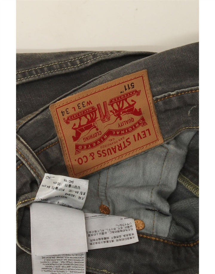 Męskie jeansy Levi's 511 Slim W33 L34 Szara bawełna