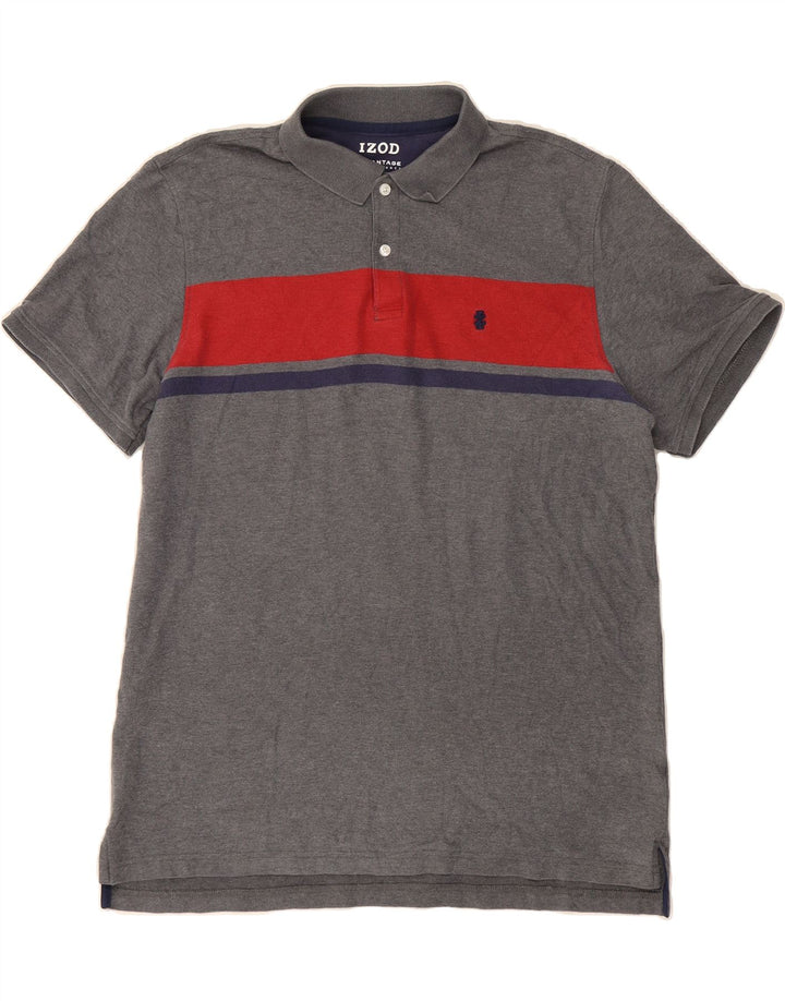 IZOD Mens Stretch Polo Shirt XL Grey Colourblock Cotton Vintage Izod and Second-Hand Izod from Messina Hembry 