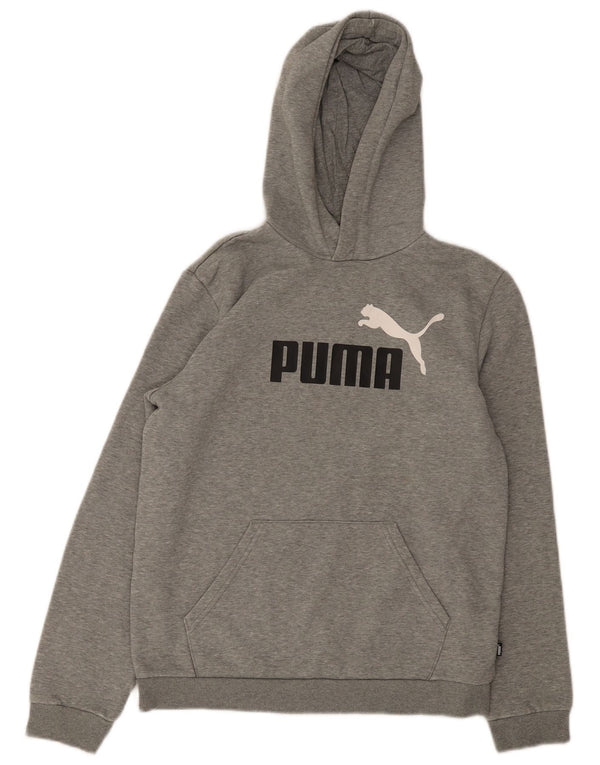 Chłopięcy sweter z kapturem Puma z grafiką 15-16 lat, szara bawełna