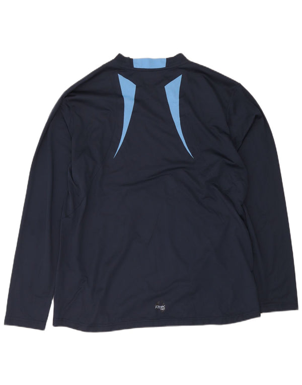 Męska koszulka Reebok z długim rękawem XL, granatowa, z blokami kolorów, poliestrowa