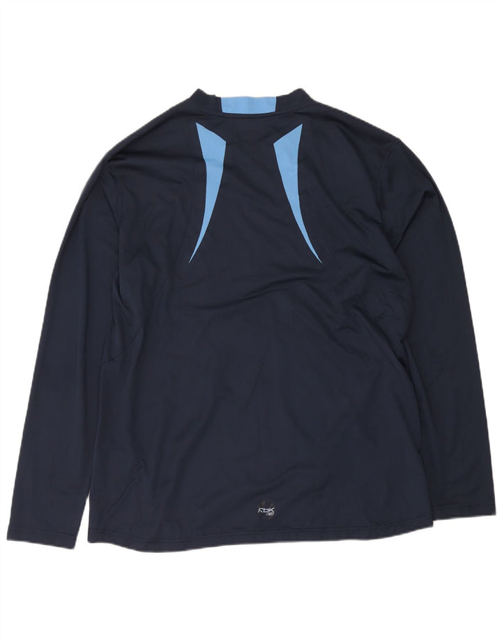 Męska koszulka Reebok z długim rękawem XL, granatowa, z blokami kolorów, poliestrowa