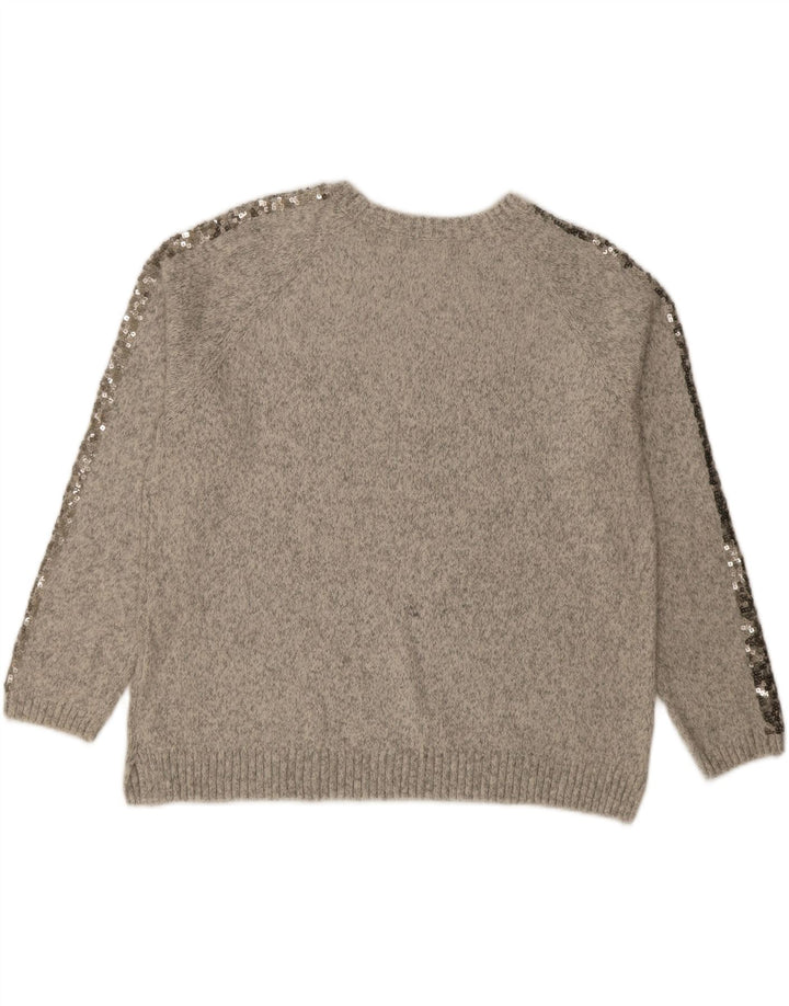 Marks & Spencer Damski sweter z okrągłym dekoltem UK 16, duży, szary, nakrapiany