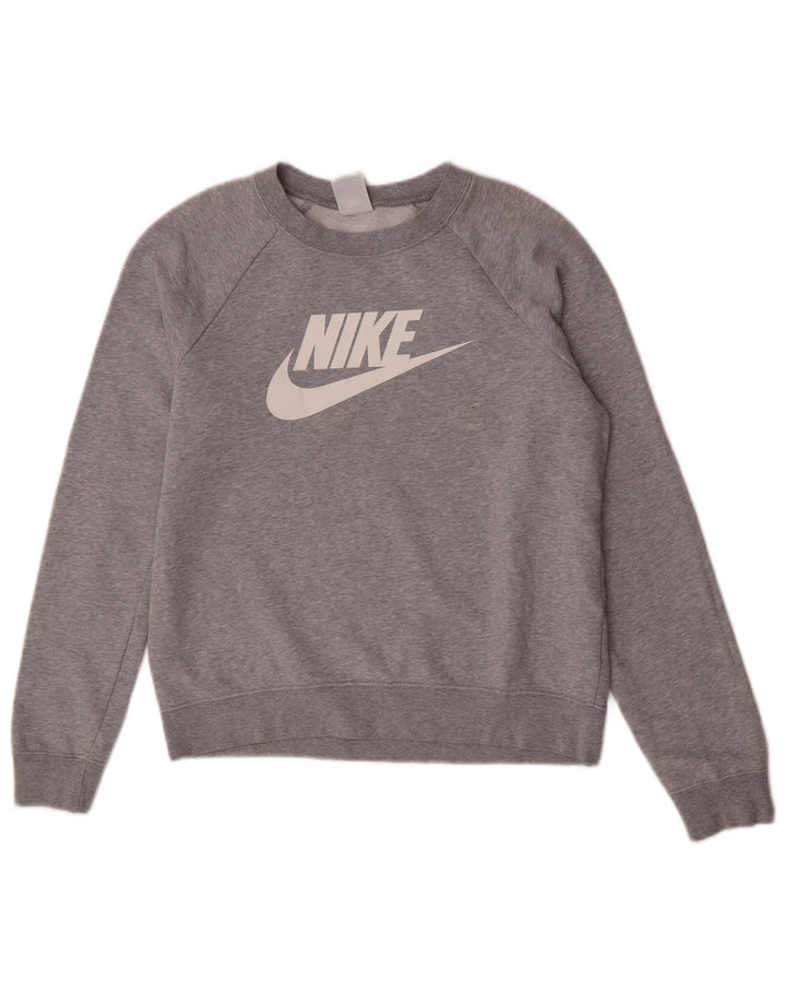 Damska bluza z grafiką Nike, UK 10, mała, szara, nakrapiana bawełna