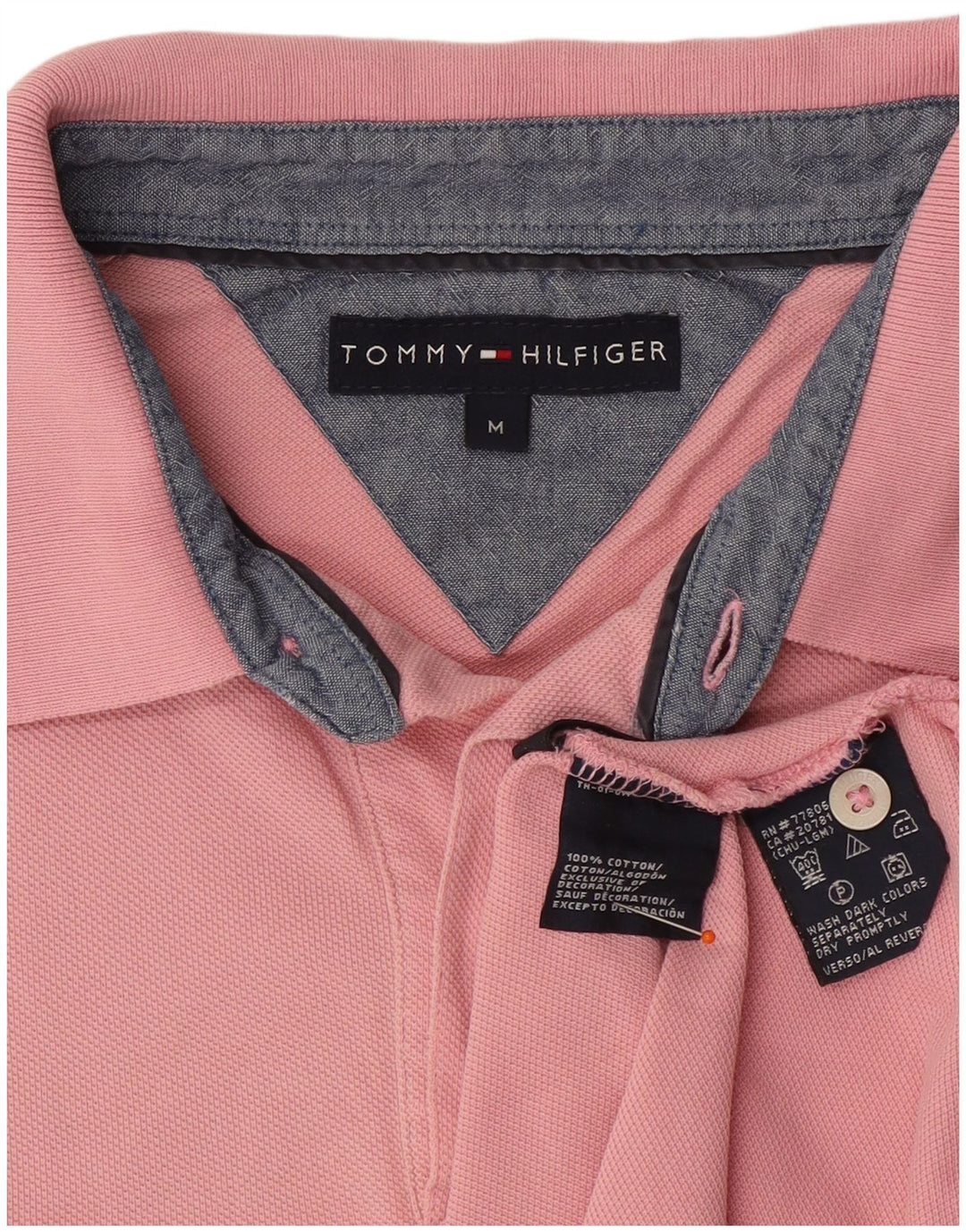 Męska koszulka polo TOMMY HILFIGER, średnioróżowa, bawełniana