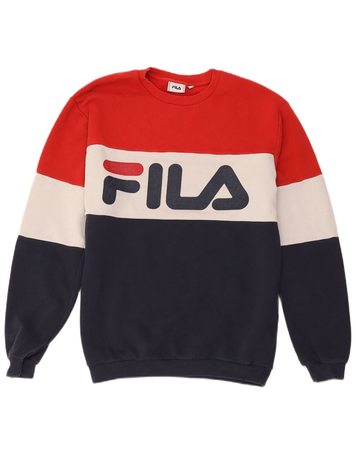 Męska bluza z grafiką Fila, średnia, wielobarwna bawełna z blokami kolorów