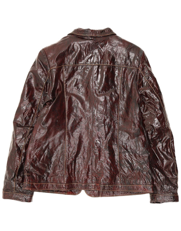 Vintage damska kurtka bomber ze sztucznej skóry UK 24 4XL burgundowa