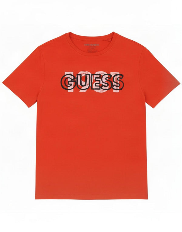 Męska koszulka graficzna Guess Top Medium Red Cotton