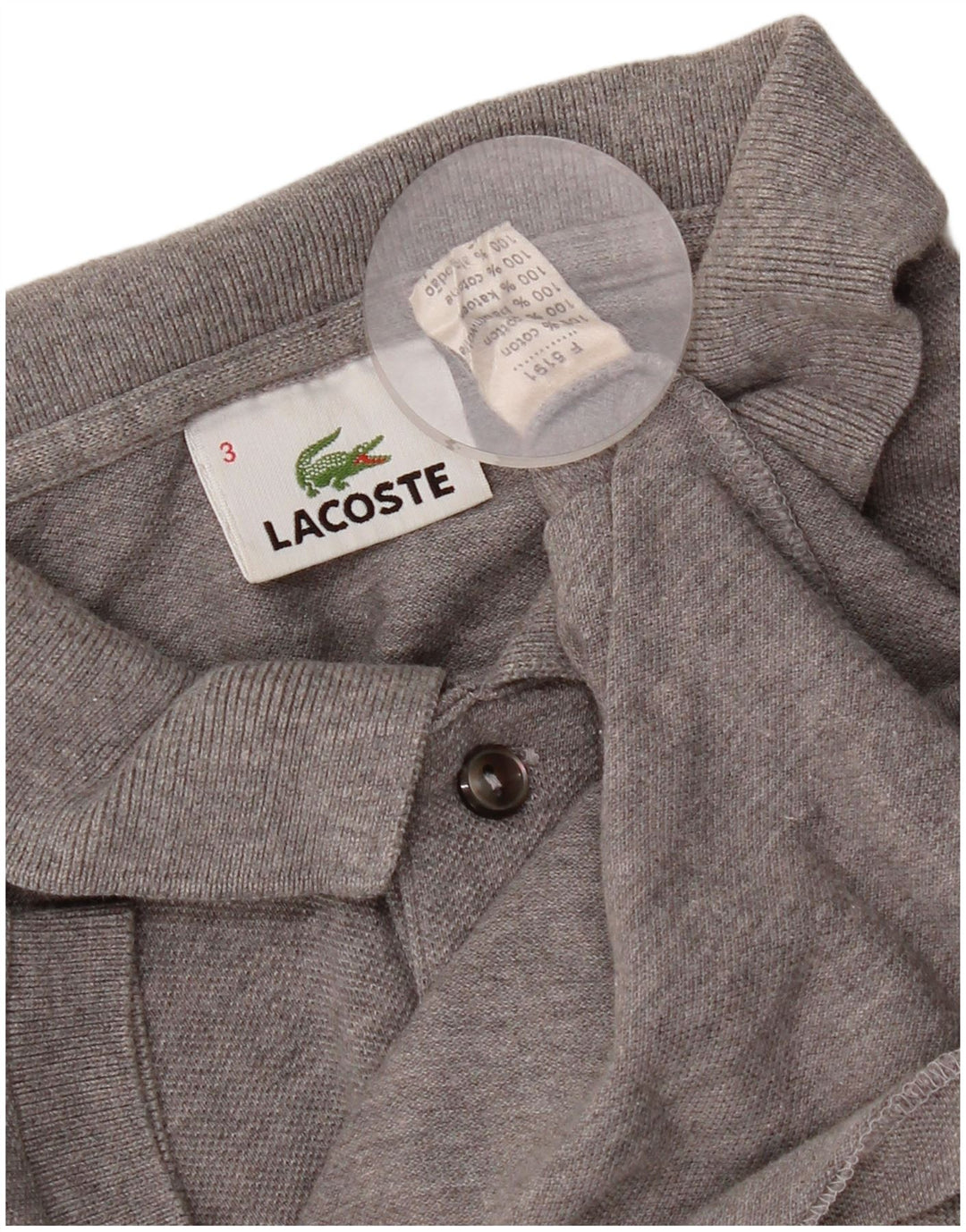 Męska koszulka polo Lacoste, rozmiar 3, mała, szara, bawełniana