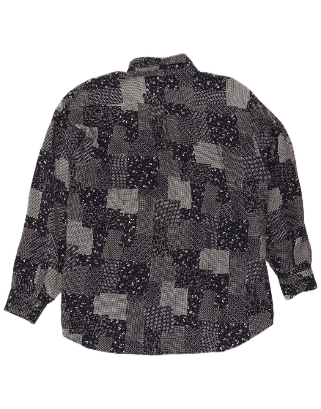 Koszula męska VINTAGE XL Czarna patchworkowa wiskoza