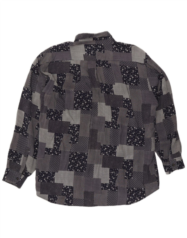 Koszula męska VINTAGE XL Czarna patchworkowa wiskoza