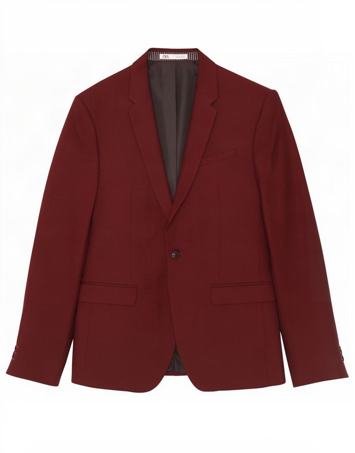 Zara Męska marynarka zapinana na 1 guzik EU 54 XL Burgundowy poliester
