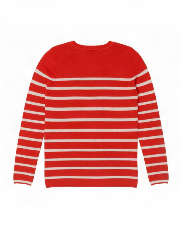 Damski sweter z okrągłym dekoltem Tommy Hilfiger UK 8 w małe czerwone paski