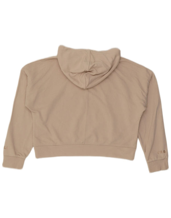 Fila Girls Crop Graphic Hoodie Jumper 13-14 Years Beige Cotton