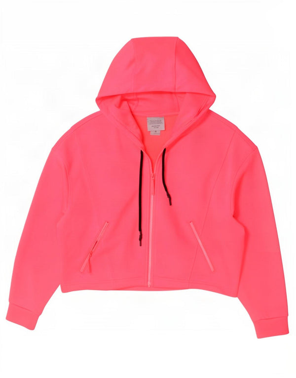 Damski sweter Zara Crop Oversize z kapturem i zamkiem błyskawicznym UK 14 Średni różowy poliester