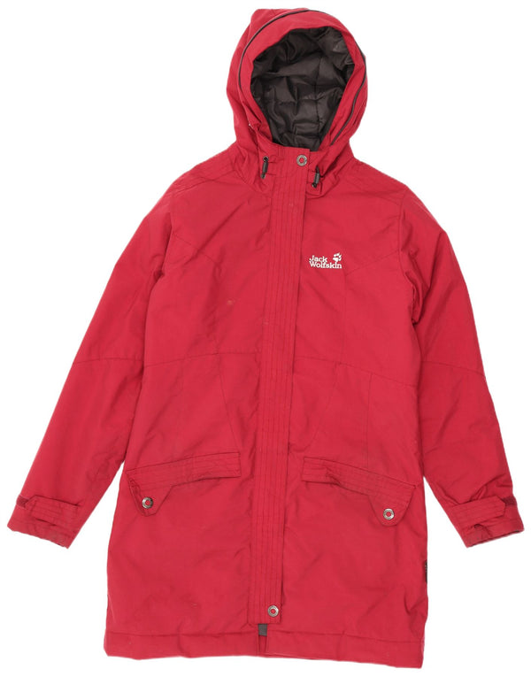 Damski płaszcz wiatrówkowy Jack Wolfskin z kapturem UK 10, mały, czerwony poliester