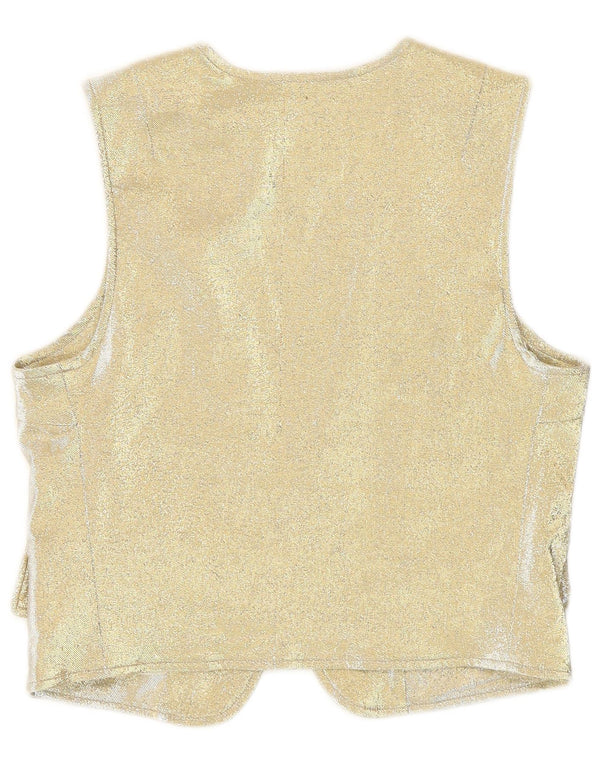 Levi's Womens Waistcoat UK 10 Small Gold Cotton Western