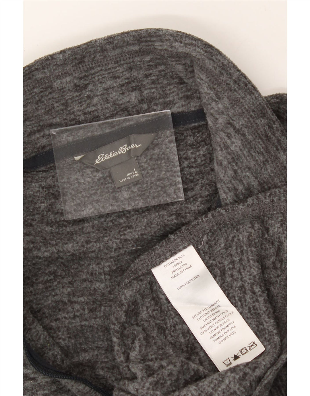 EDDIE BAUER Mens Zip Neck Fleece Jumper Large Grey Polyester Vintage Eddie Bauer and Second-Hand Eddie Bauer from Messina Hembry 