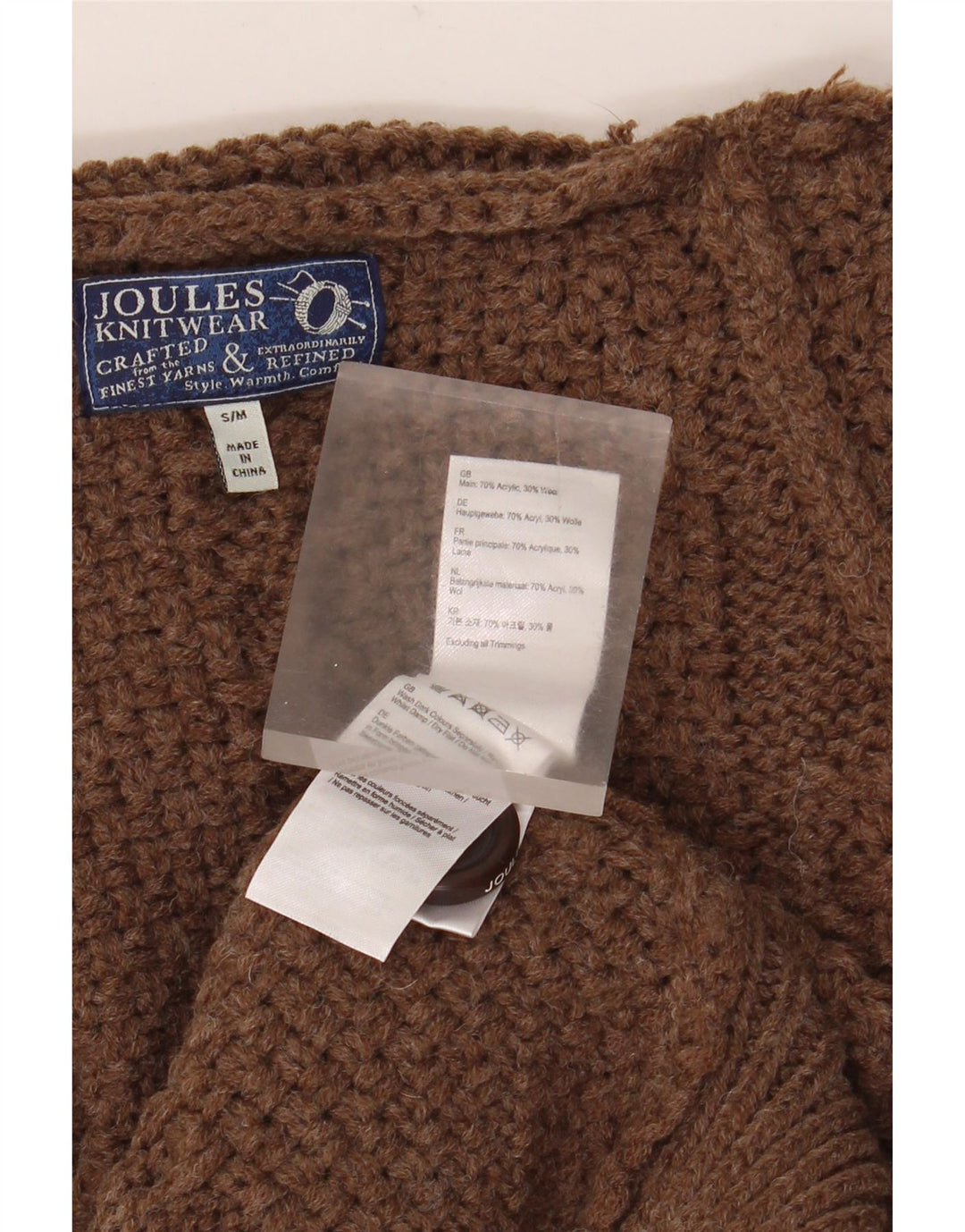 Damski sweter typu oversize Joules UK 10, mały, brązowy, akrylowy