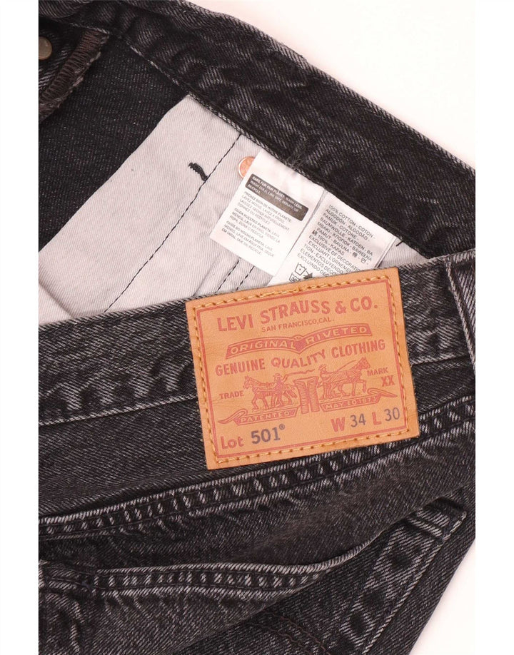 Męskie dżinsy Levi's 501 Straight W34 L30 Czarna bawełna